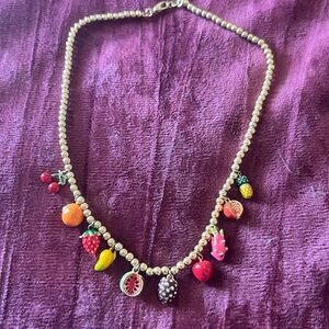 Vibrant Fruit Charm Gold Necklace